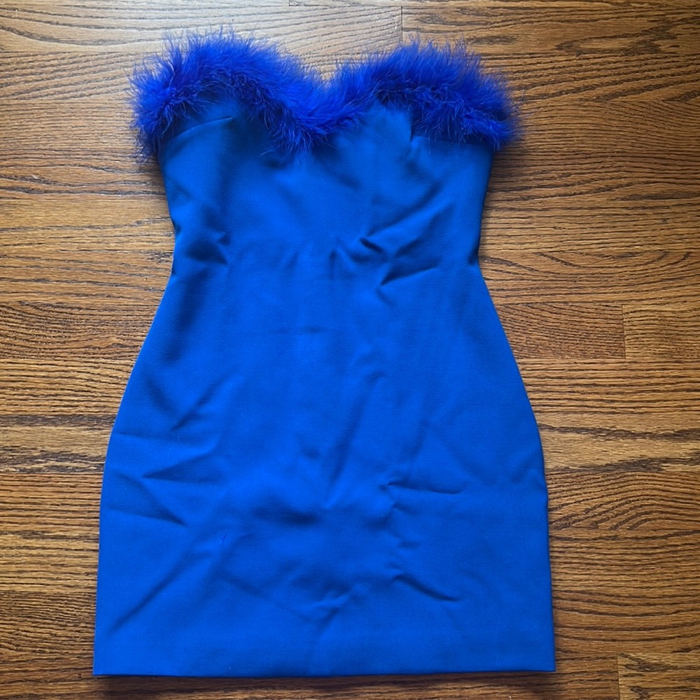 Amen Feather-Detail Bandeau Mini Dress